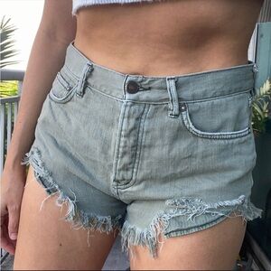 Free People Green Denim Jean Shorts 27